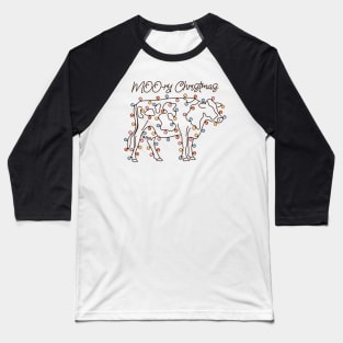 Moory christmas cow with christmas lights Baseball T-Shirt